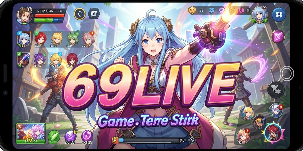 Screenshot gameplay 69LIVE menampilkan karakter Anime yang beraksi.