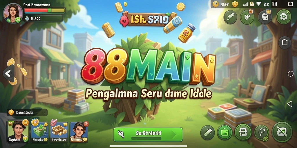 Tampilan gameplay menyenangkan dalam 88MAIN yang merefleksikan konsep Idle.