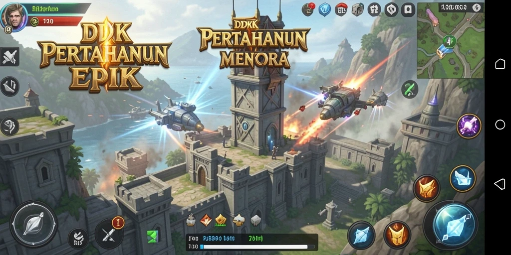 Tampilan aksi seru dalam gameplay DKK Tower Defense.
