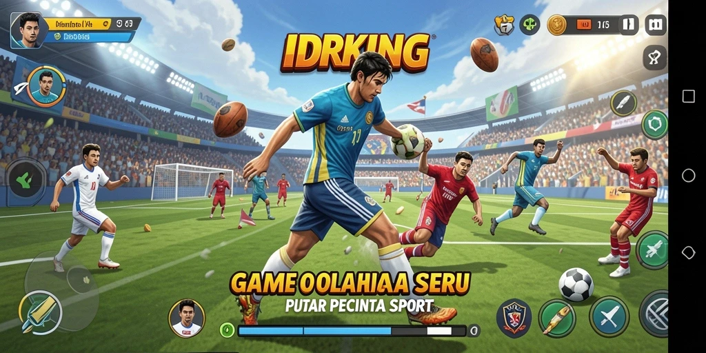 Tampilan utama gameplay IDRKING menampilkan aksi olahraga yang mendebarkan.