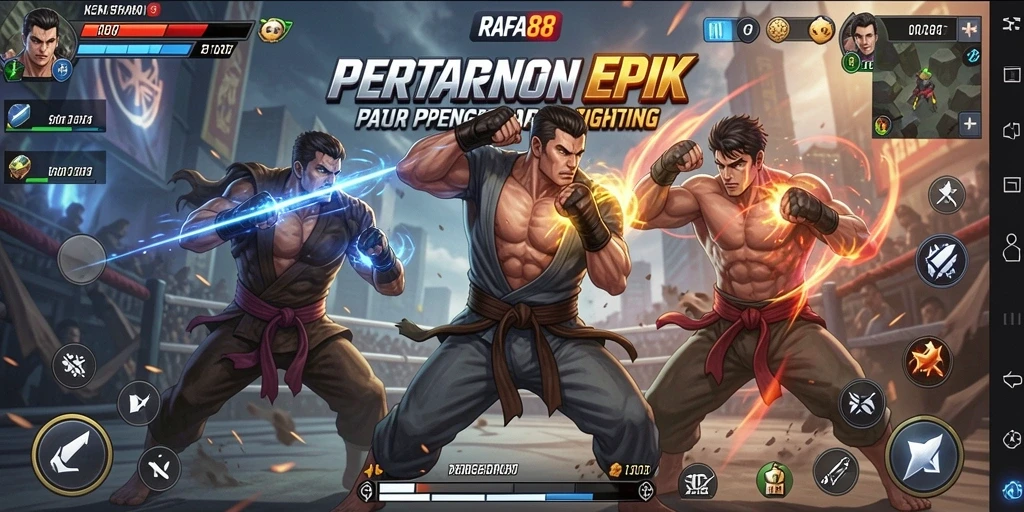 Tangkapan layar gameplay RAFA88 menampilkan aksi pertarungan yang mendebarkan dengan karakter unik.