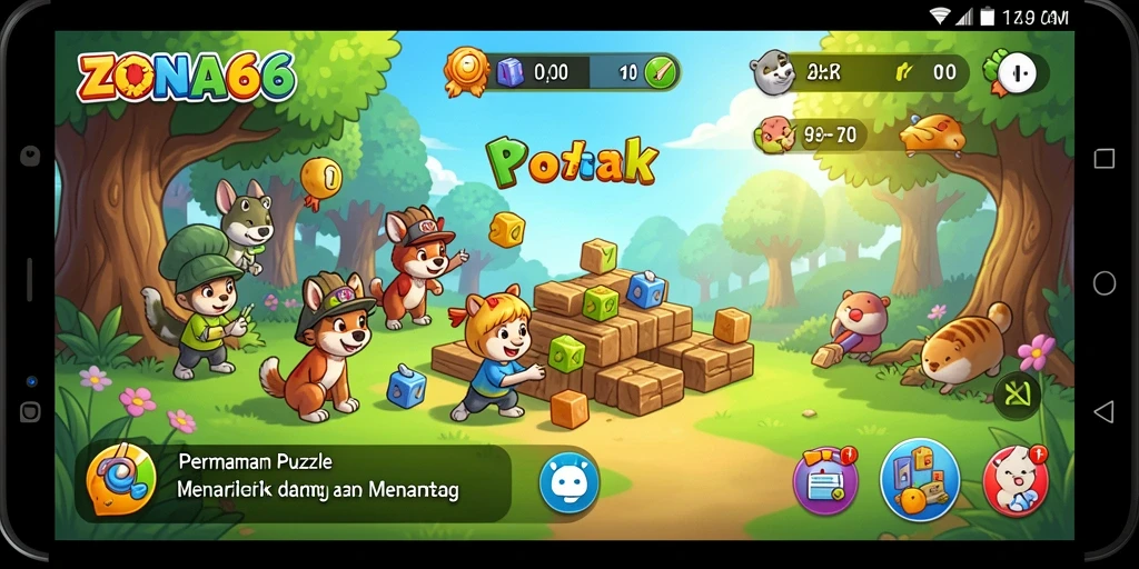 Tangkapan layar gameplay ZONA66 yang menakjubkan dengan puzzle menantang.